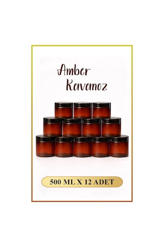 12 Adet - Amber Kavanoz 500 Ml, Çok Amaçlı Saklama Kabı Mutfak & Banyo