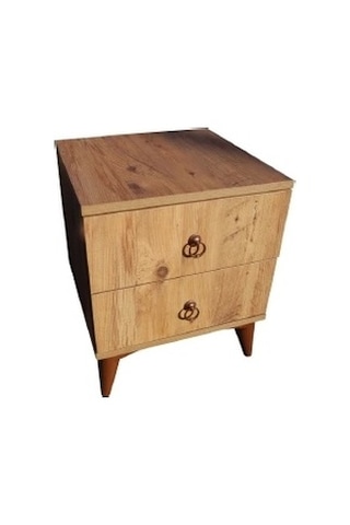 Komidin Çift Çekmeceli Atlantik Çam Lükens Ayaklı Kurulu