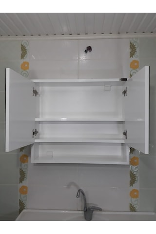 Çift Kapaklı Aynalı Lavabo Üstü Banyo-Wc Dolabı (Günlük Kargo) Beyaz