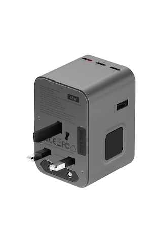 Energea Travelworld Universal Gan45 1 Adet 45w Type C 2 Adet 15w Type C Ve 2 Adet 12w Usb Çıkışlı Pd Hızlı Şarj Aleti - Siyah