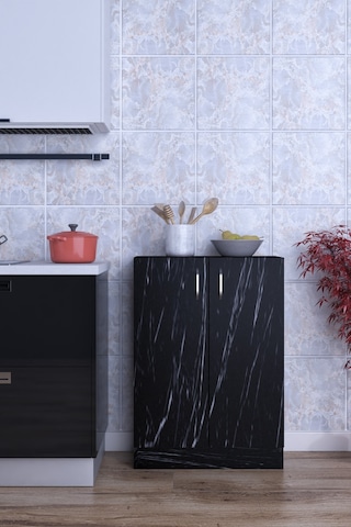Çok Amaçlı Mdf Dolap Raflı Kapaklı Mutfak Balkon Banyo Siyah