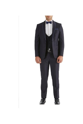 Efor Black 037 Slim Fit Çıkarılabilir Saten Yaka Lacivert Damatlık Smokin Takım Lacivert