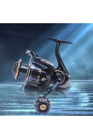 Motion003 1 Yüksek Dayanıklı Tam Metal Balıkçılık Makinesi Es3000 5000p 7000 Maks 9 98kg Çekiş Uzun Atış Spinning Tekerlek Derin Su Şık Siyah Altın Vurgular Tatiller İçin İdeal