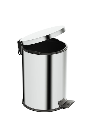Aqua Bagno Basic Çöp Kovası - Pedallı 12 L, Parlak Krom Paslanmaz Krom