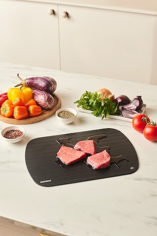 Karaca Mutfaksever Defrozlu Buz Çözücü Kesme Tahtası 35 Cm Siyah