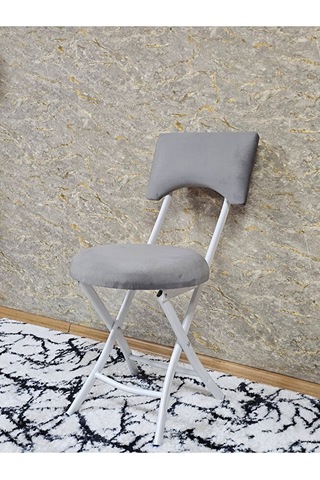 Beyaz Boyalı Katlanır Tabure - Kamp Sandalyesi - Sandalye - Mutfa Çok Renki