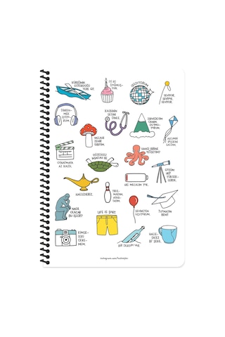 Hisli Şeyler A4 Kareli Spiralli Stickerli Defter Gözüm Yükseklerde