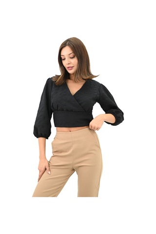 Kadın Balon Kol Detaylı Crop Gömlek 1719-25 001