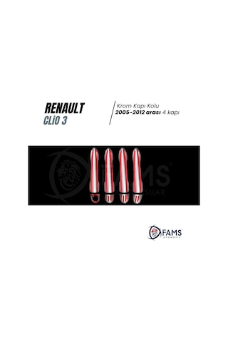 Renault Clio 3 Hb Krom Kapı Kolu Seti 2006-2012 Paslanmaz Çelik