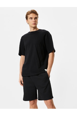 Koton Bermuda Şort Beli Bağcıklı Cep Detaylı Siyah 4sam40020mk Siyah