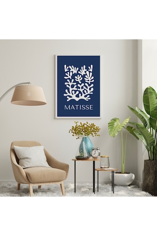 Mavinin Güzelliği Matisse Duvar Tablosu Çerçeveli 2'li Set Beyaz Renk 21 X 30 Boyut/ebat