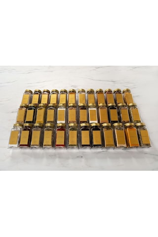 Mienda Home 36'lı Cam Baharatlık Seti Gold Kapaklı Etiketli Baharatlık Takımı Mh00gld36 Gold - Şeffaf