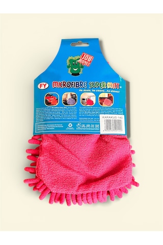 Mikrofiber Araç Temizlik Eldiveni Çift Taraflı Yıkama Araba Motor Jant İç Temizlik Eldiveni Pembe