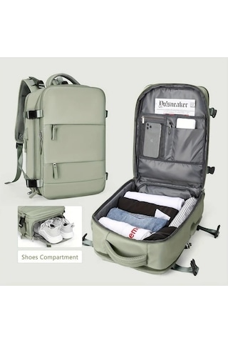 Sandwich Motion003 Küçük Boy Açık Mavi Kapasiteli Seyahat Sırt Çantası Laptop Ayakkabı Cebi Antihırsızlık Özellikli Açık Mavi