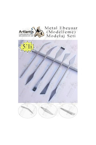 Ebeşuar Seti Metal 5 Li 18 Cm 1 Paket Çelik Modelaj Modelleme Aletleri Seramik Kil Ve Heykel Modelaj Kalemi Dip Alma