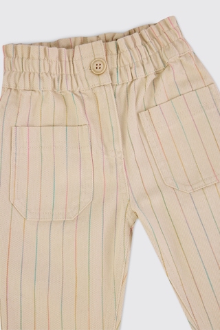 Panço Kız Bebek Çizgili Bej Pantolon Krem 2611GB04001