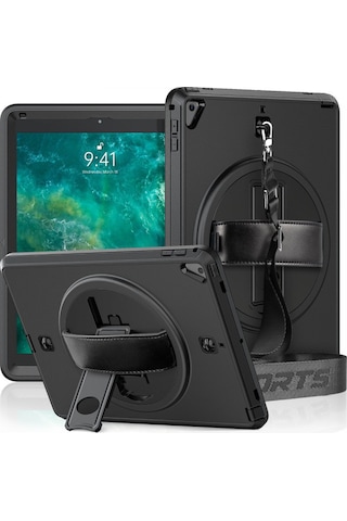 Northcity Apple Uyumlu iPad 5 Air 9.7 Otterbox Tablet Kılıf Ve Strap-c - Siyah Tablet Kılıfı