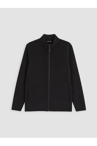 Lcwaıkıkı Classic Siyah Dik Yaka Polar Erkek Fermuarlı Sweatshirt