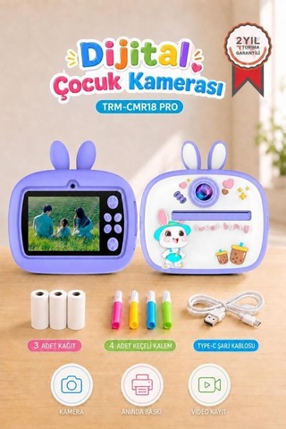 Özel Seri Çocuk Cmr18 Mor Minik Cihaz Resim Çekme Hobi Gereci