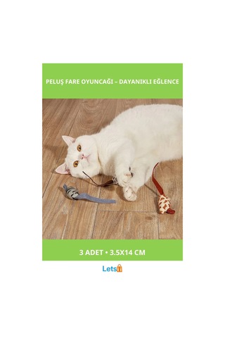 Peluş Fare Kedi Oyuncağı 3 Adet Dayanıklı Kumaş