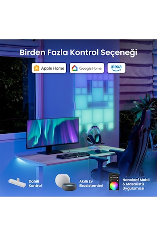 Nanoleaf Kare Blok Akıllı Rgbw Duvar Paneli Genişletme Paketi App Kontrollü, 2 Parça, Google Home, A RGB