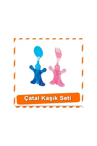 Bebek Figürlü Çocuk Çatal Kaşık Seti Eğlenceli Çatal Kaşık Seti