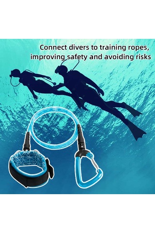 Neevoyu Su Altı Güvenlik Kordonu - Serbest Dalış İçin Bileklik Ve Karabinerli Kayıp Engelleme Teli Mavi Mavi