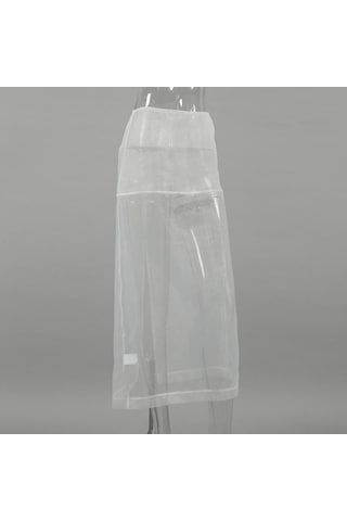 Seksi Şeffaf File Etek Kadın Beyaz Yüksek Bel Yırtmaçlı Bol Uzun Etekler Sonbahar Sokak Modası Kulüp Parti Eteği Kadın Beyaz