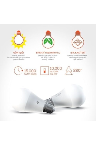 10'lu Led Ampul 15w Gün Işığı E27 4000k 220-240v