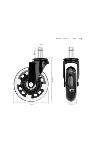 S-wheels Motion Rgb Aydınlatmalı Silikon Oyuncu Koltuğu Tekeri 75mm Ofis Koltuk Tekeri Sessiz Sandalye Tekeri Çok Renkli