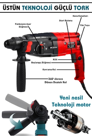 Assur Profesyonel Metal Şanzıman Kırıcı Delici Hilti Darbeli Matkap 2 - 28mm - 1799