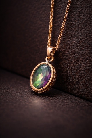 Kadın Bakır Kolye Doğal Mistik Topaz Taşlı Minimal Model Kolye Diğer