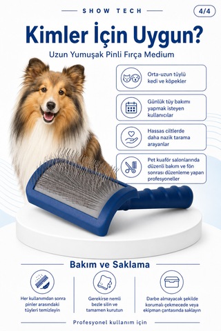 Showtech Tuffer Than Tangles Uzun Tüylü Kedi Ve Köpekler İçin Yumuşak Pinli Fırça