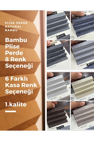 Plise Perde Cam Balkon Perdesi Bambu Kumaş 8 Renk Seçeneği 6 Farklı  Kasa Rengi