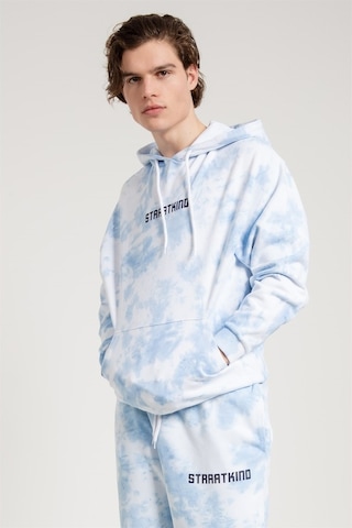 Jahr Marc Batik Yıkamalı Mavi Oversize Erkek Sweatshirt Mavi