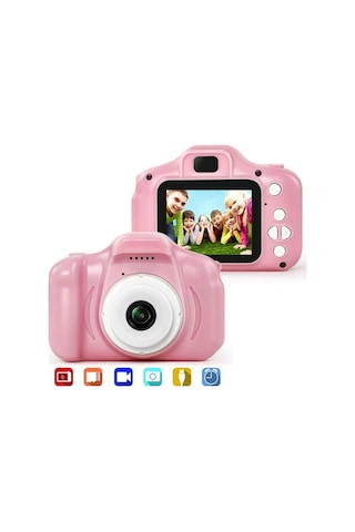 Dijital Renkli Ekran Çocuk Kamerası 1080p Hafıza Kartlı Şarjlı Video Resim Oyun Fotoğraf Makinesi
