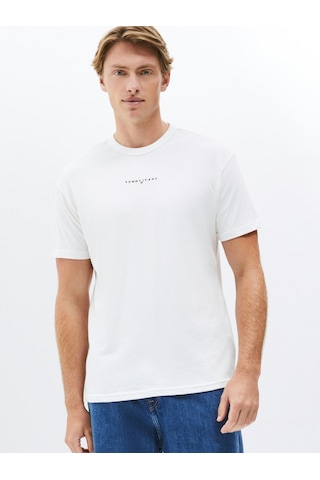 Tjm Rlx Lınear Logo Tee Erkek Beyaz T-shirt - Dm0dm21110 Beyaz