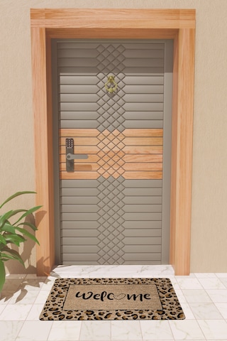 Rugmood Modern Dijtal Baskı Leopar Welcome Kapı Önü Paspası Çok Renkli
