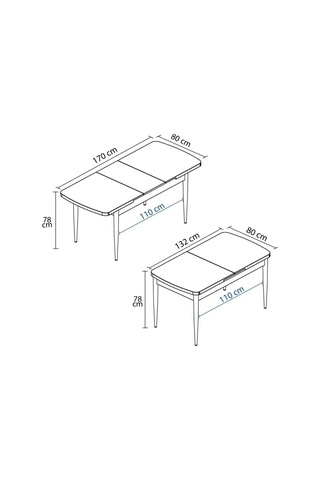 Eylül Serisi 80x132 Açılabilir Suntalam Metal Ayak Siyah Mermer Desen Mutfak Masası,yemek Masası Siyah Mermer Desen