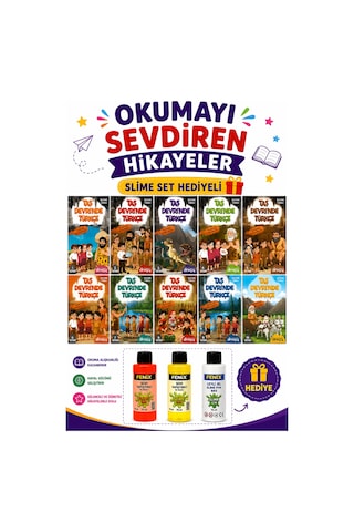 3.ve 4.sınıflar İçin Taş Devrinde Türkçe Hikaye Seti Slime Set Hediye