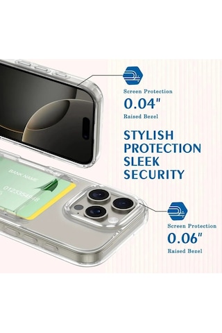 Apple Uyumlu iPhone 16 Pro Kılıf Kartlık Bölmeli Arkası Şeffaf Soft Dayanıklı Kapak