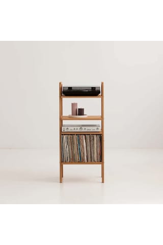 Woodesk Vinilo, Ahşap, 114x50, Tik Renk, Kitaplık Ve Pikap Standı