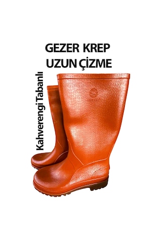 Gezer Krep Uzun Çizme Kahverengi Tabanlı