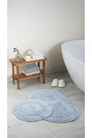 Atlantik Doğal Pamuklu 2'li Banyo Paspas Seti 60x100+50x60 Cm - Gri çok renkli