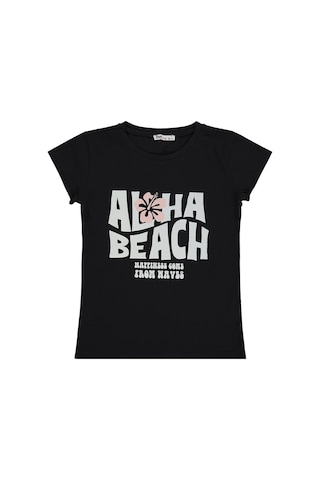 Civil Girls Aloha Beach Baskılı 10-13 Yaş Tişört - Siyah
