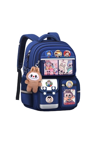 Sınır Ötesi Yeni Karikatür Labu Çocuk Okul Çantası Lacivert Büyük Boy