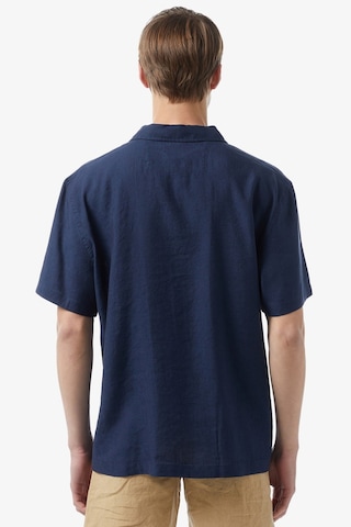 Lacoste Men's Relaxed Fit Shirt Rahat Kesim Kısa Kollu Erkek Keten Gömlek Lacivert