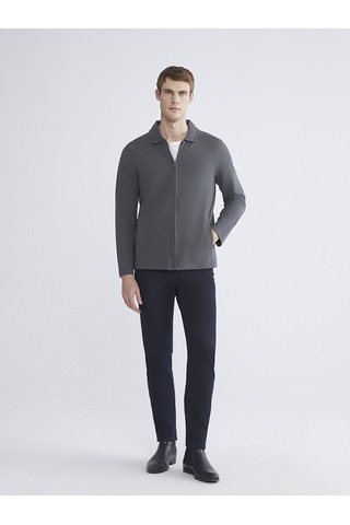 Lcwaıkıkı Classic Antrasit Standart Kalıp Polo Yaka Erkek Fermuarlı Sweatshirt