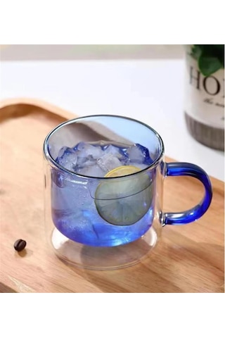 Cam Çift Cidarlı Kupa Mavi 250ml Cam0322