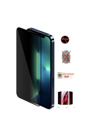 Apple İphone 12 Mat Hayalet Ekran Gizli Privacy Tam Kaplayan Kırılmaz Cam Seramik Nano Ekran Koruyucu